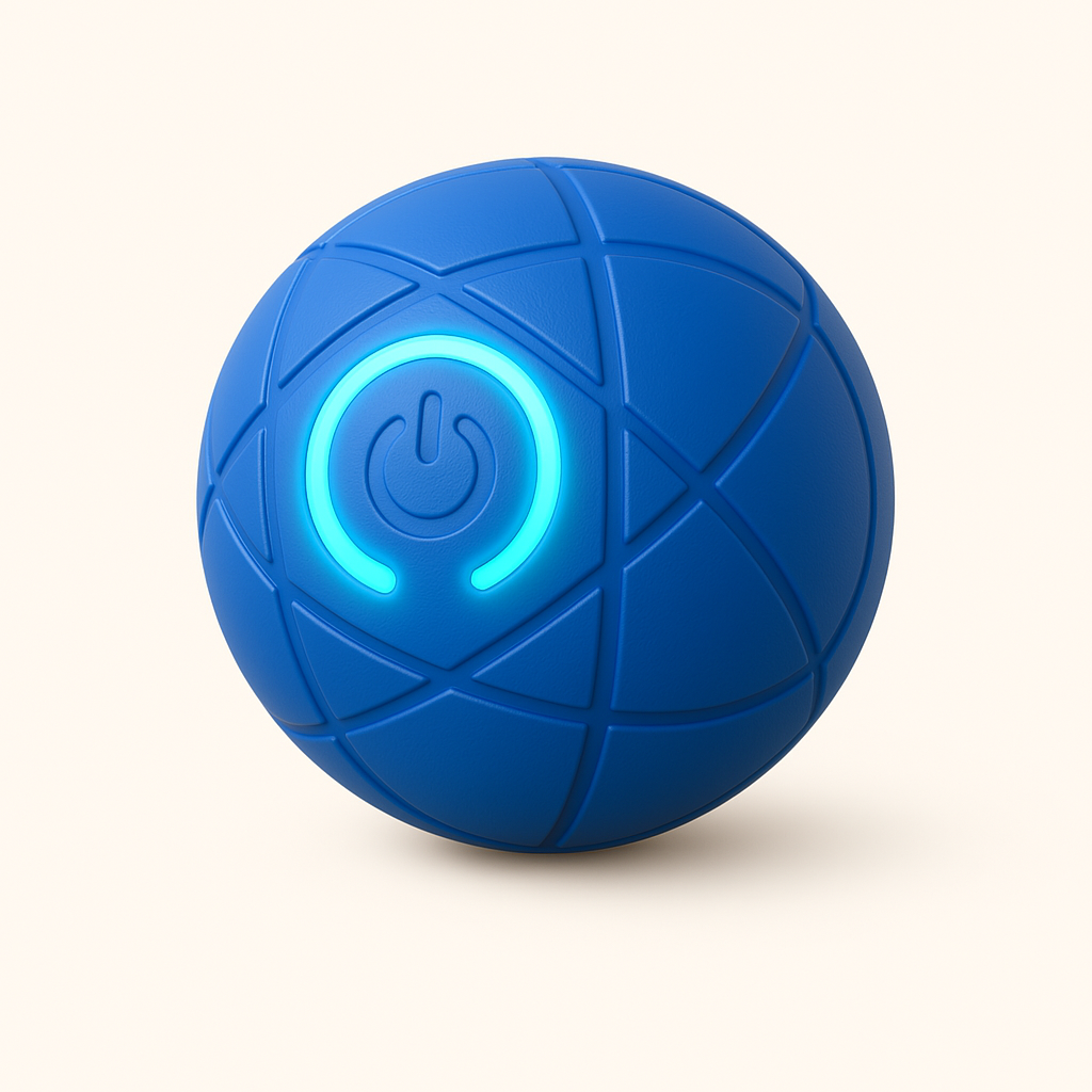 Blue FluffyDen™ Smart Bouncing Ball Toy for pets
