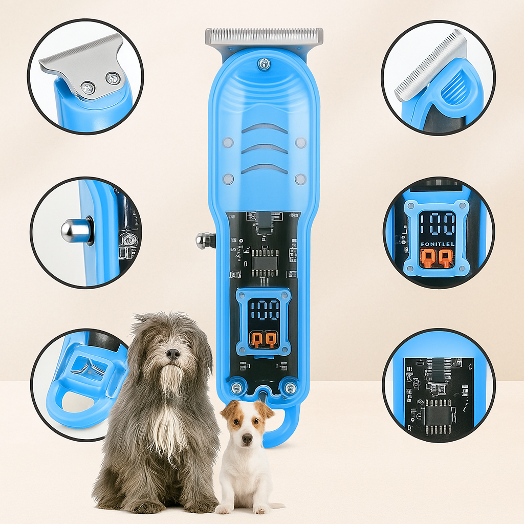 Dogs after grooming with FluffyDen™ ClearView Pet Clip