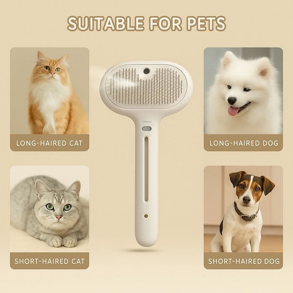 FluffyDen™ grooming brush suitable for long-haired and short-haired cats and dogs