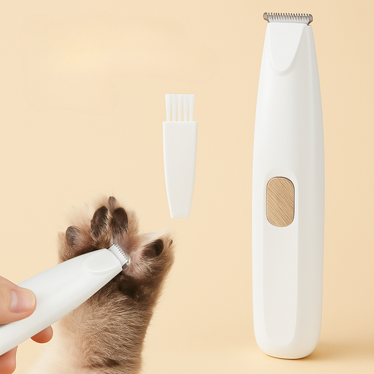 FluffyDen™ LED Paw Trimmer showing trimming precision