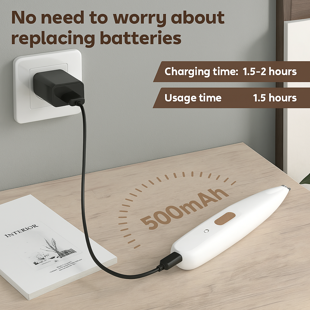USB charging feature of FluffyDen™ LED Paw Trimmer