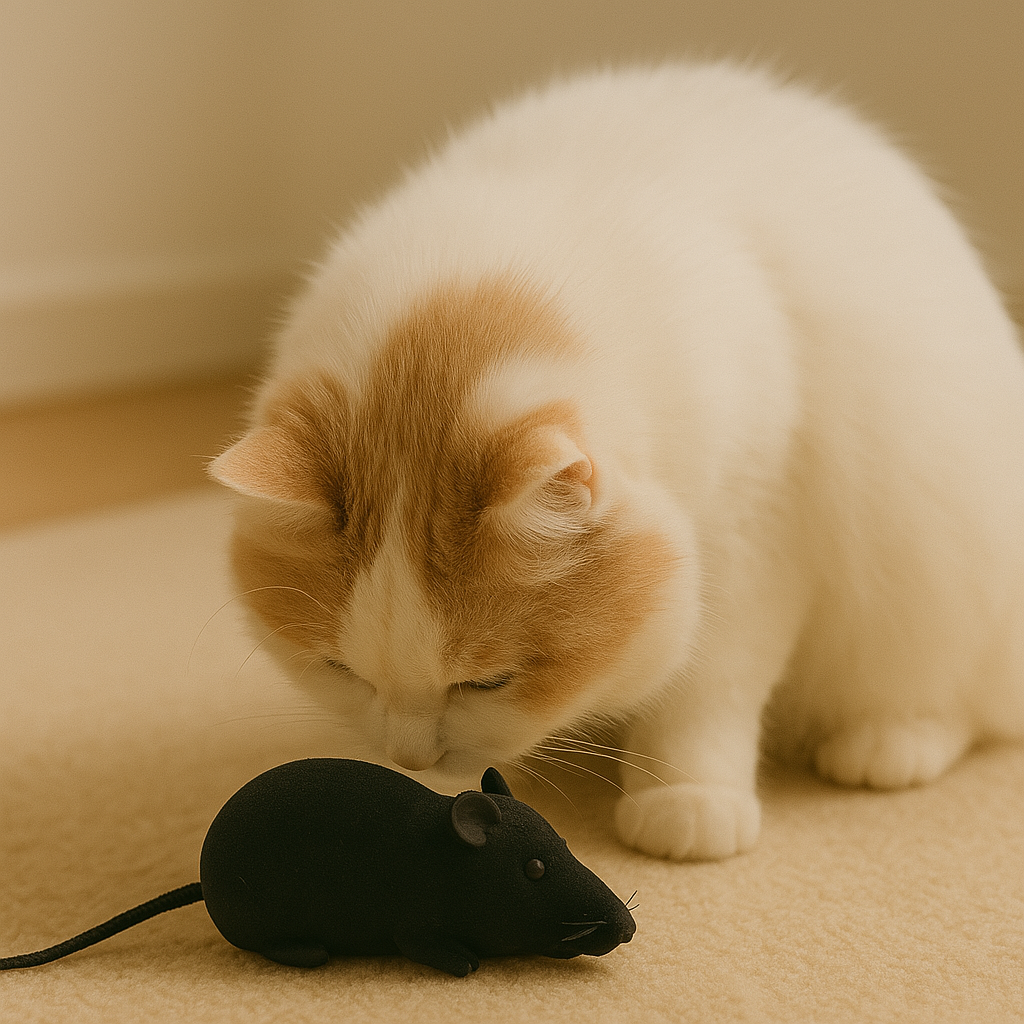 Cat interacting with FluffyDen™ Smart Cat Mouse Toy