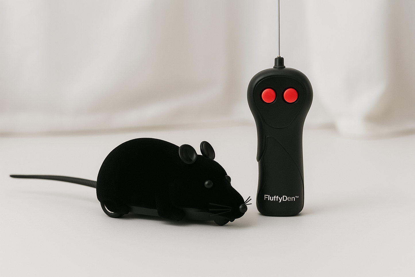 Remote-controlled FluffyDen™ Smart Cat Mouse Toy in black color