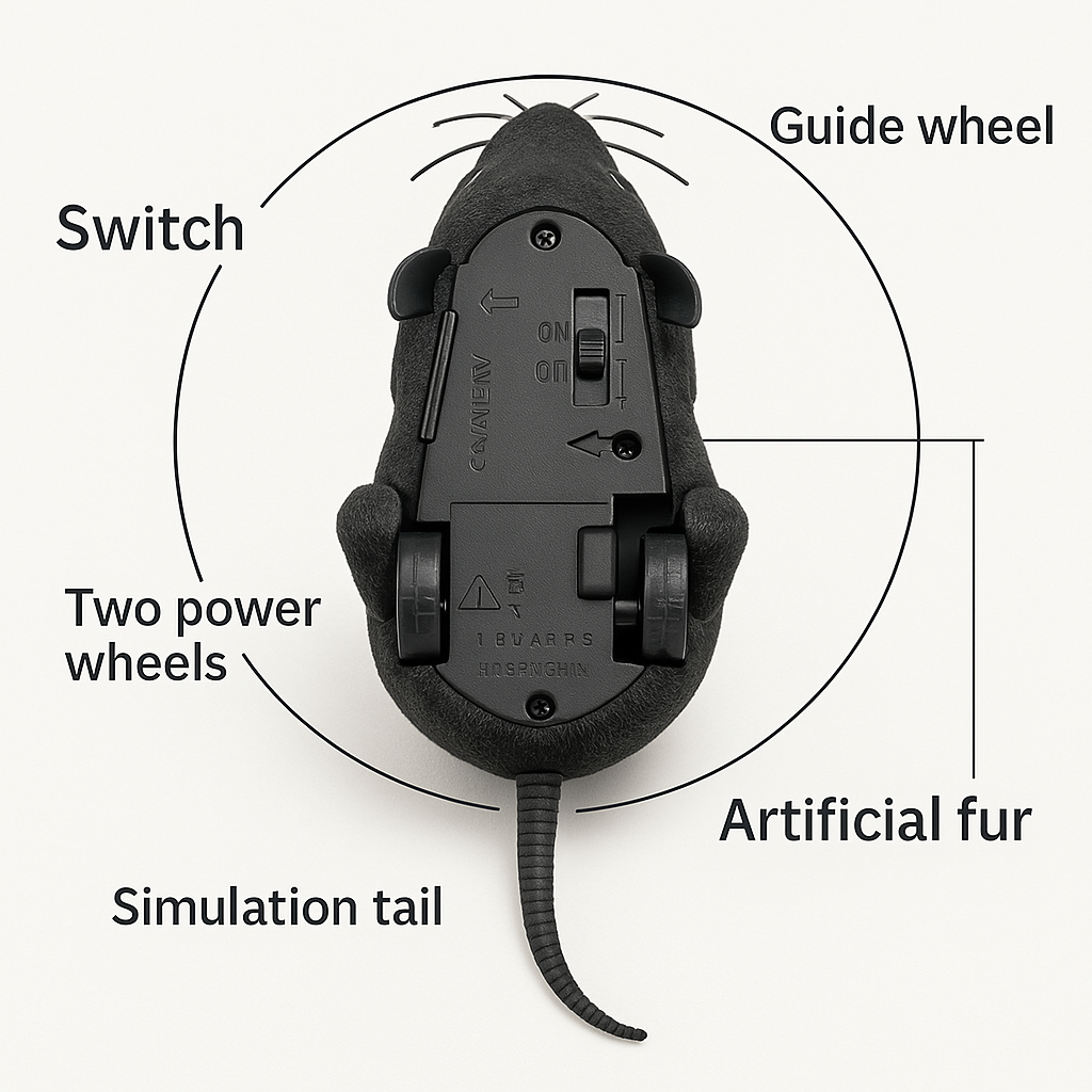 Size comparison of FluffyDen™ Smart Cat Mouse Toy