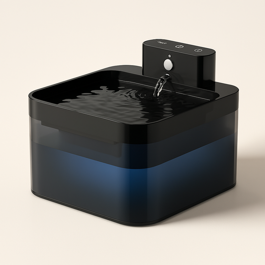 FluffyDen™ SmartFlow Pet Fountain – black wireless water dispenser
