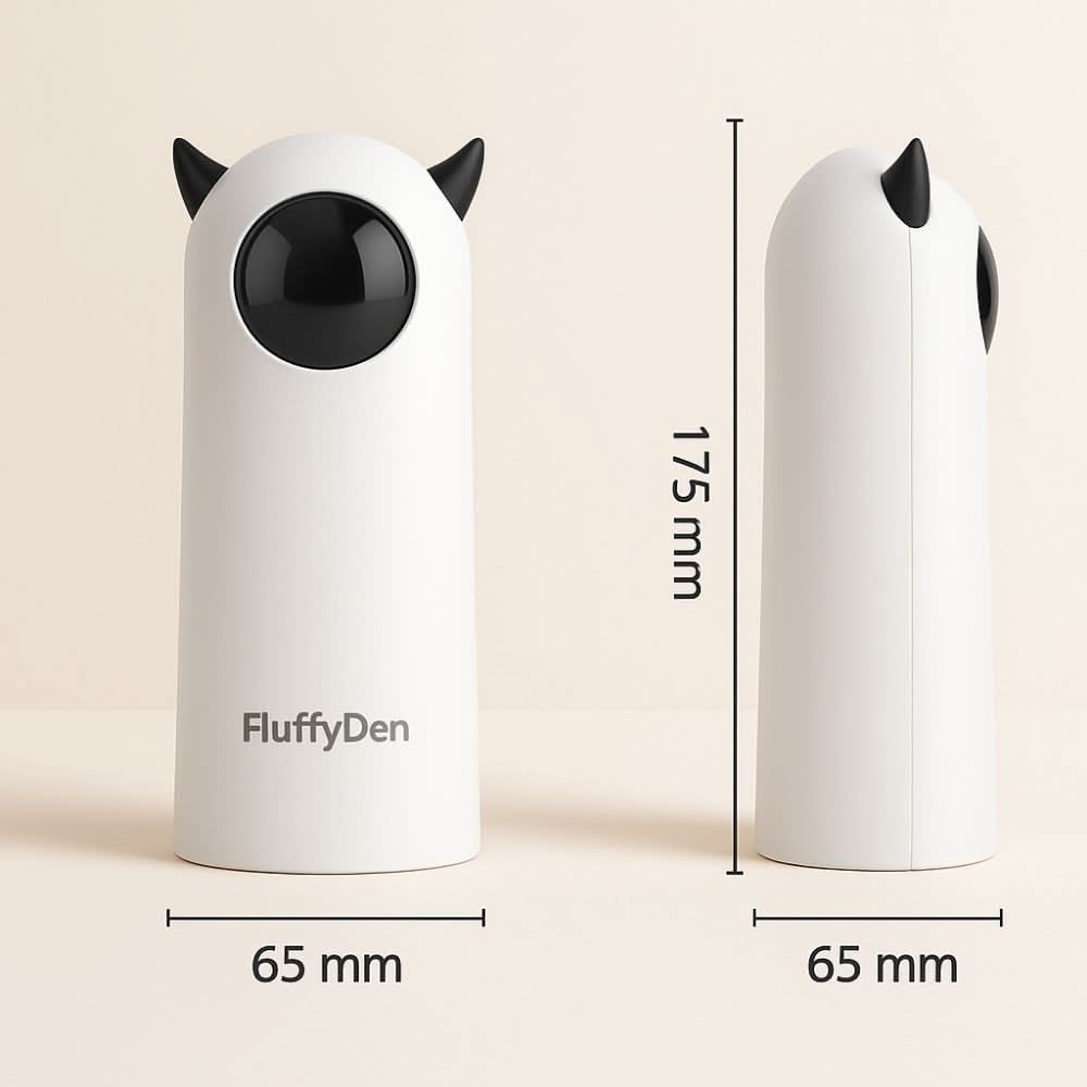 Front and side view of the SmartLaser Toy with clean measurements (65mm x 175mm), emphasizing compact design.