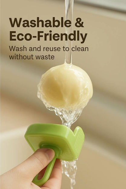 Eco-friendly washable lint roller being rinsed under running water in hand