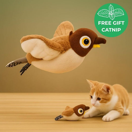 FluffyDen™ Interactive Chirping Bird Cat Toy