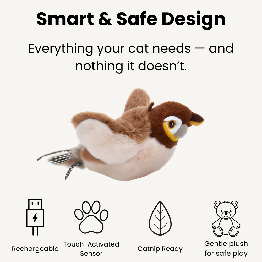 FluffyDen™ Interactive Plush Bird Cat Toy
