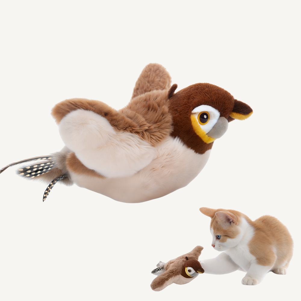 Hot Cat Interactive Toys Catnip Electric Pat Bird (With Catnip) Dog Cats Touch-Activated Squeaky Plush Toy Pet USB Rechargeable