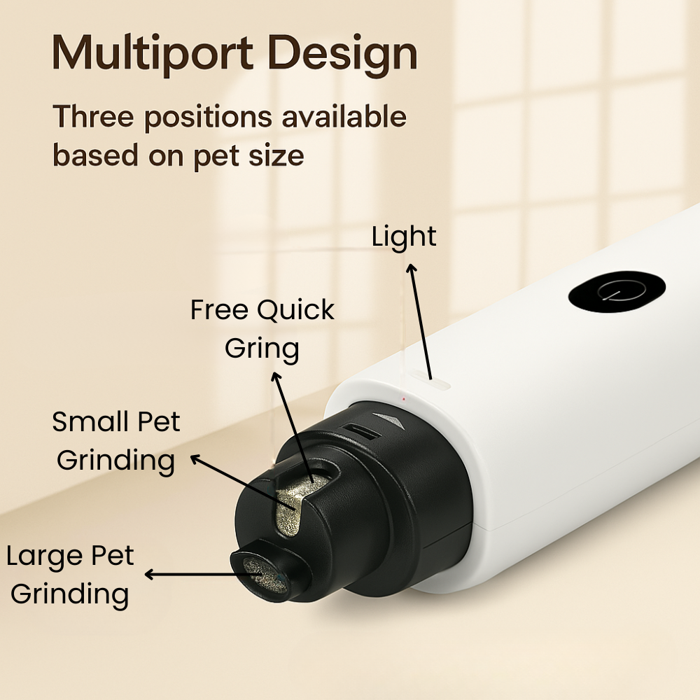Multiport design of FluffyDen™ LED Nail Grinder