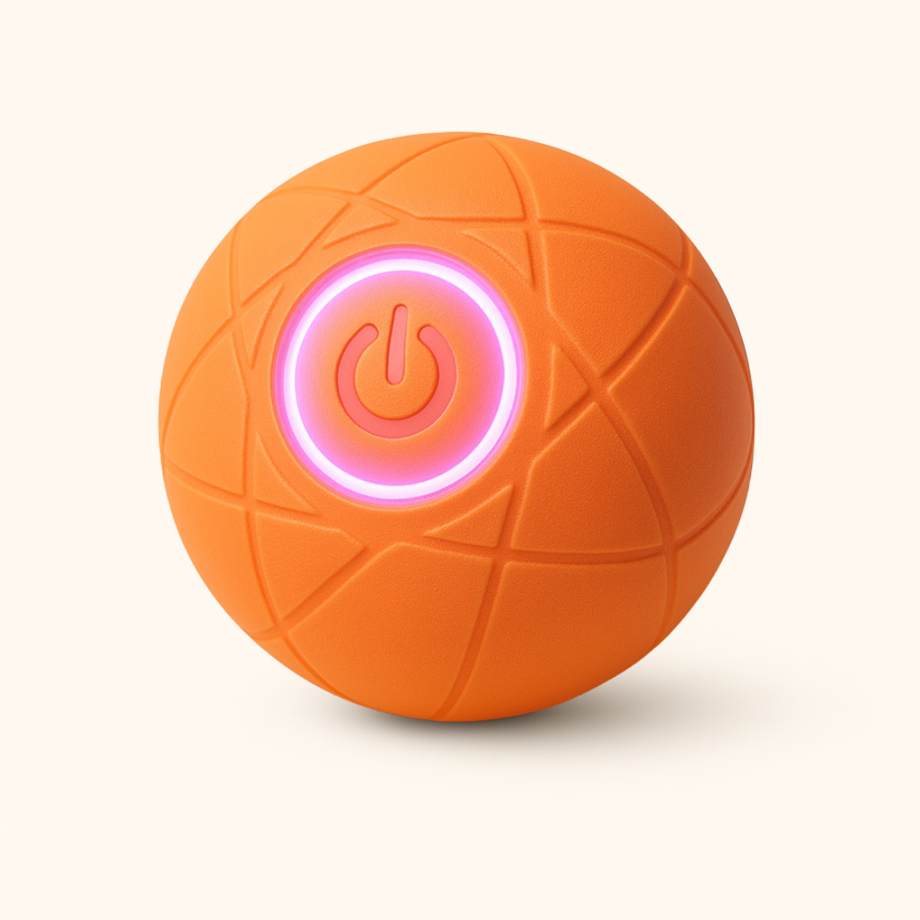 Orange FluffyDen™ Smart Bouncing Ball Toy for pets