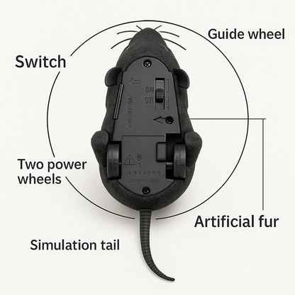 Size comparison of FluffyDen™ Smart Cat Mouse Toy
